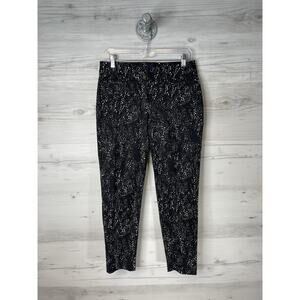 APT 9 Pants Womens 4 Black White Speckle Print Stretch Ankle Dress Cropped
